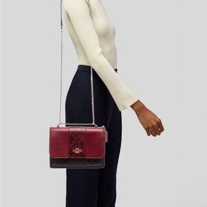 Coach Burgundy and Brown Leather Crossbody Bag